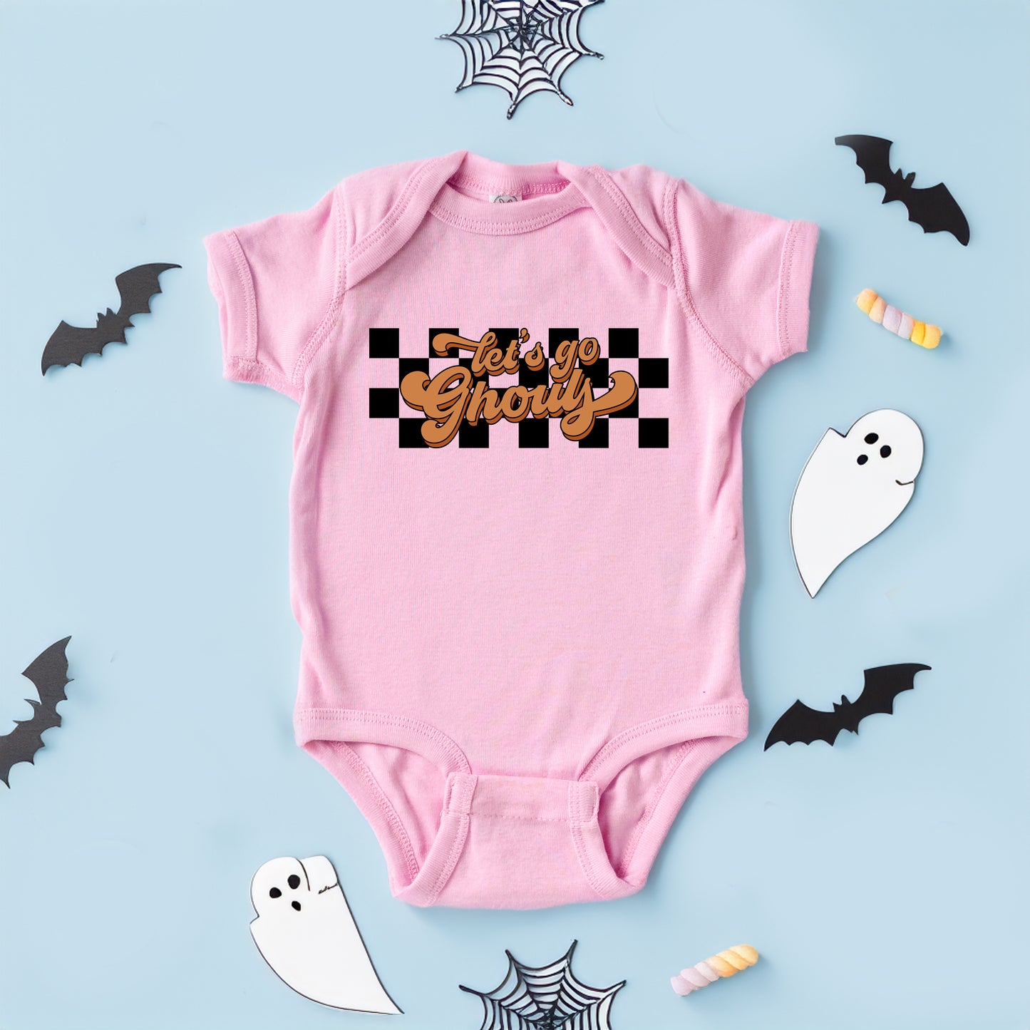 Let's Go Ghouls Checkered | Baby Graphic Short Sleeve Onesie