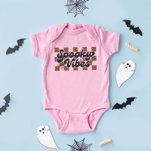 Checkered Spooky Vibes | Baby Onesie