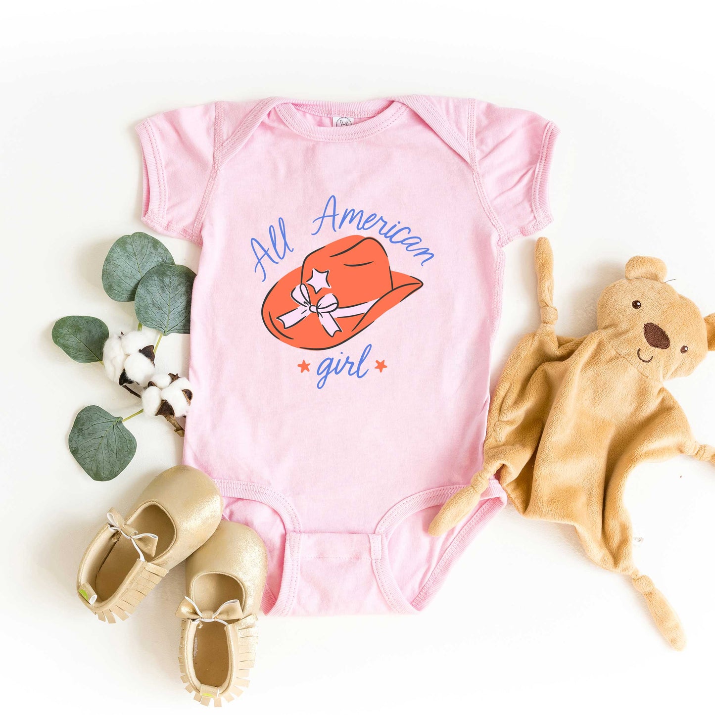 All American Girl Hat | Baby Graphic Short Sleeve Onesie