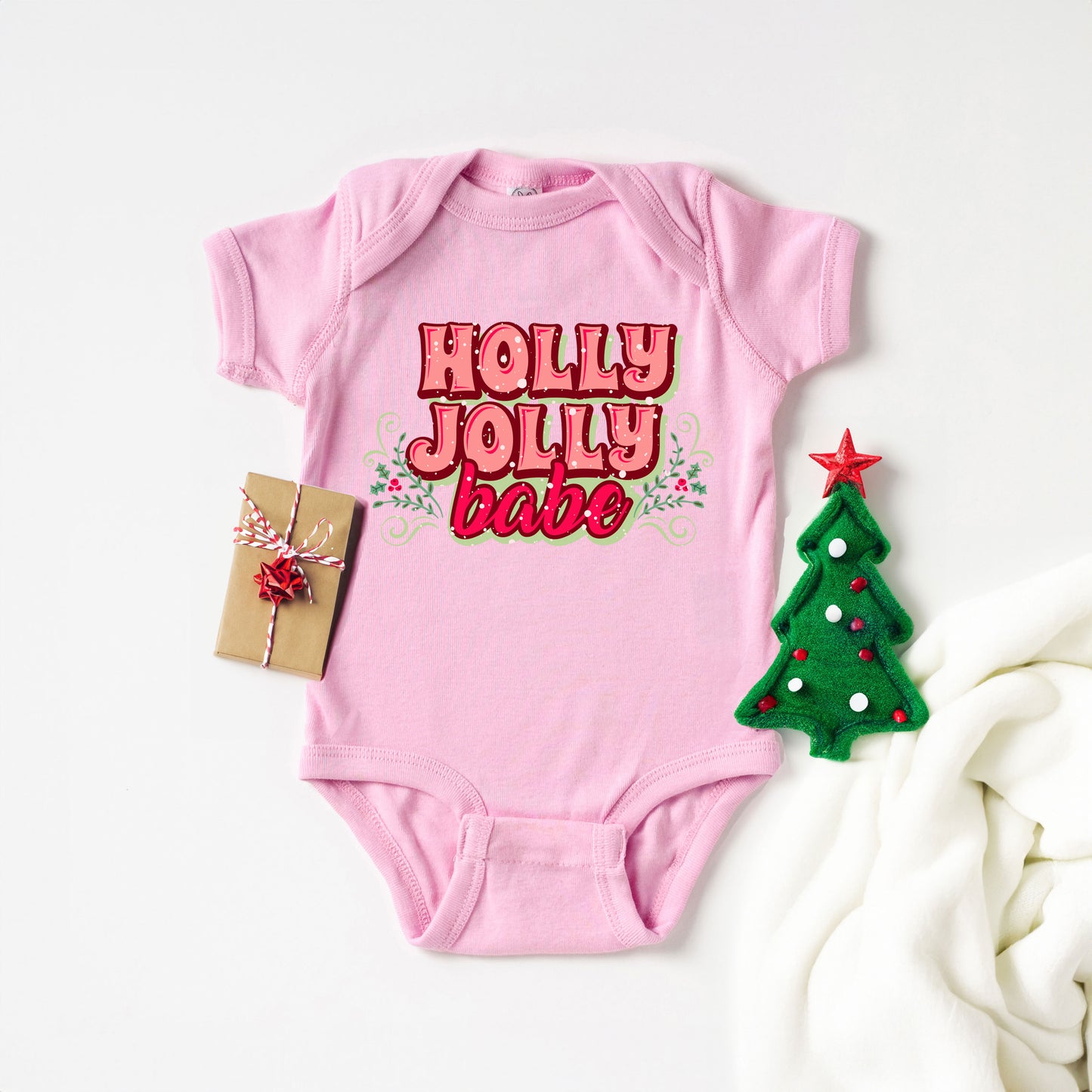 Holly Jolly Babe Stacked | Baby Graphic Short Sleeve Onesie