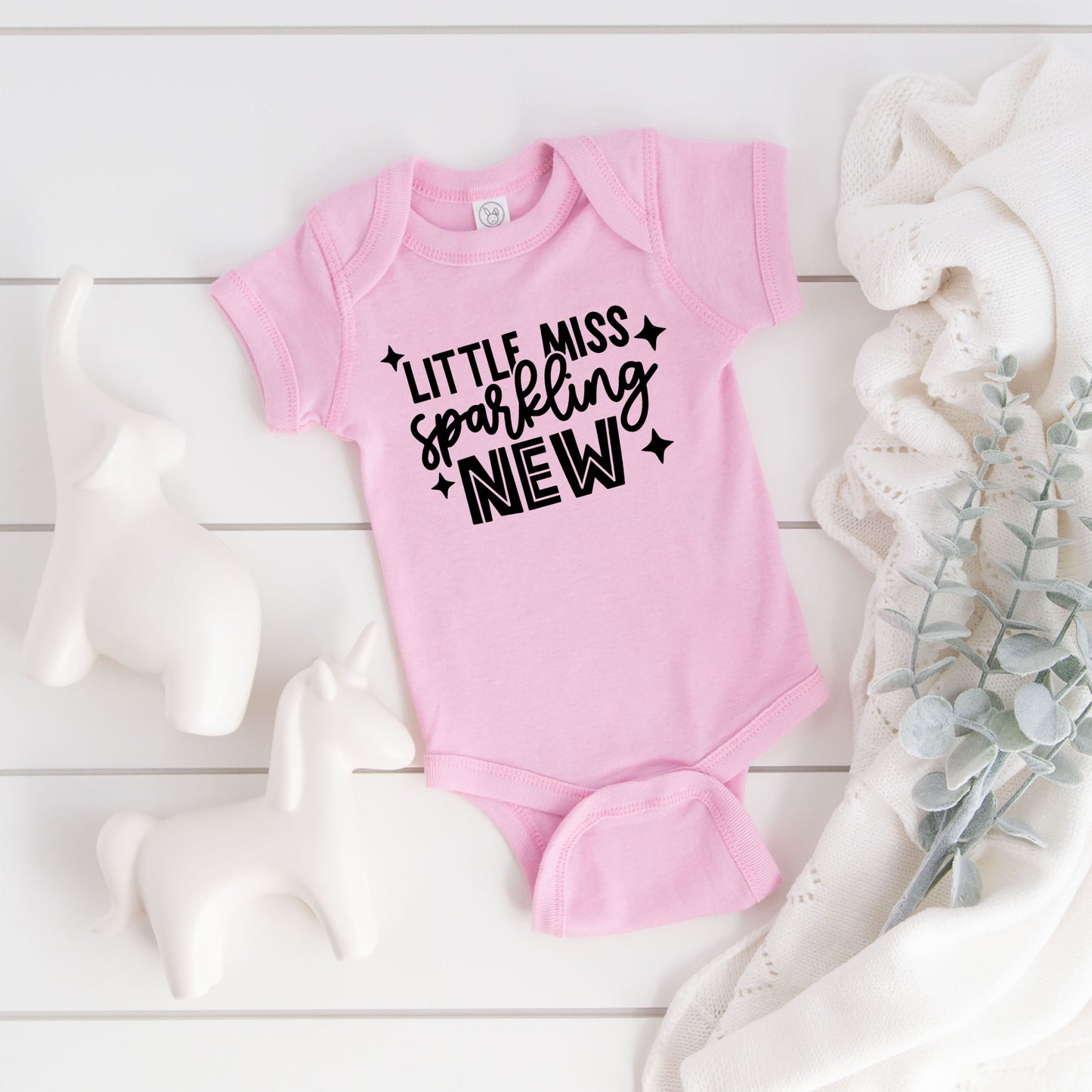 Little Miss Sparkling New | Baby Graphic Short Sleeve Onesie