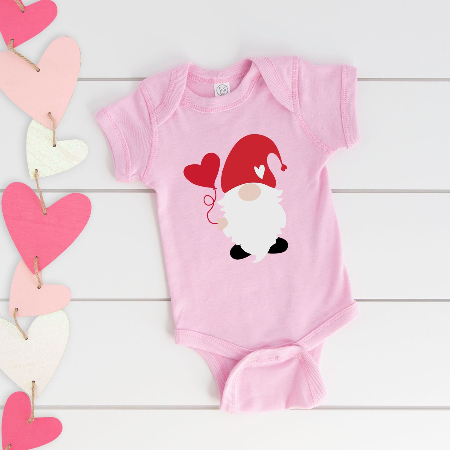 Balloon Heart Gnome | Baby Graphic Short Sleeve Onesie