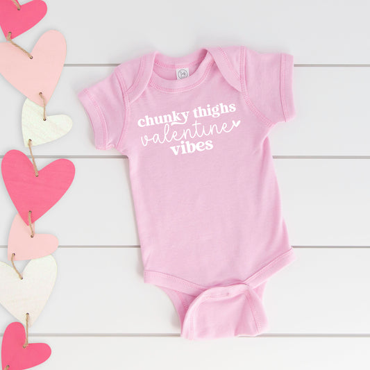 Chunky Thighs And Valentine Vibes | Baby Graphic Short Sleeve Onesie