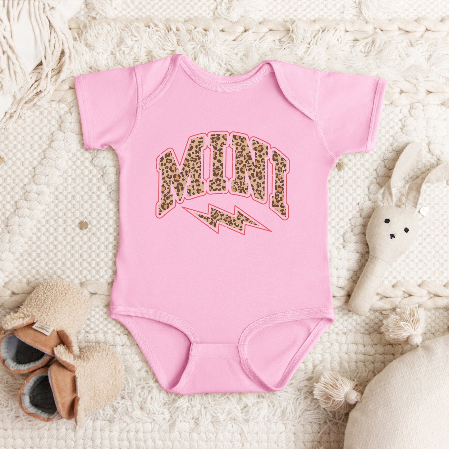 Mini Leopard Lightning Bolt | Baby Graphic Short Sleeve Onesie