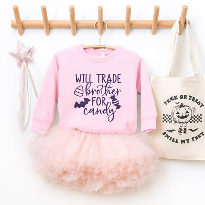 Will Trade Brother For Candy Puff Print | Toddler Graphic Sweatshirt