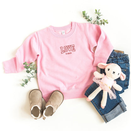 Embroidered Varsity Love Vibes | Toddler Graphic Sweatshirt