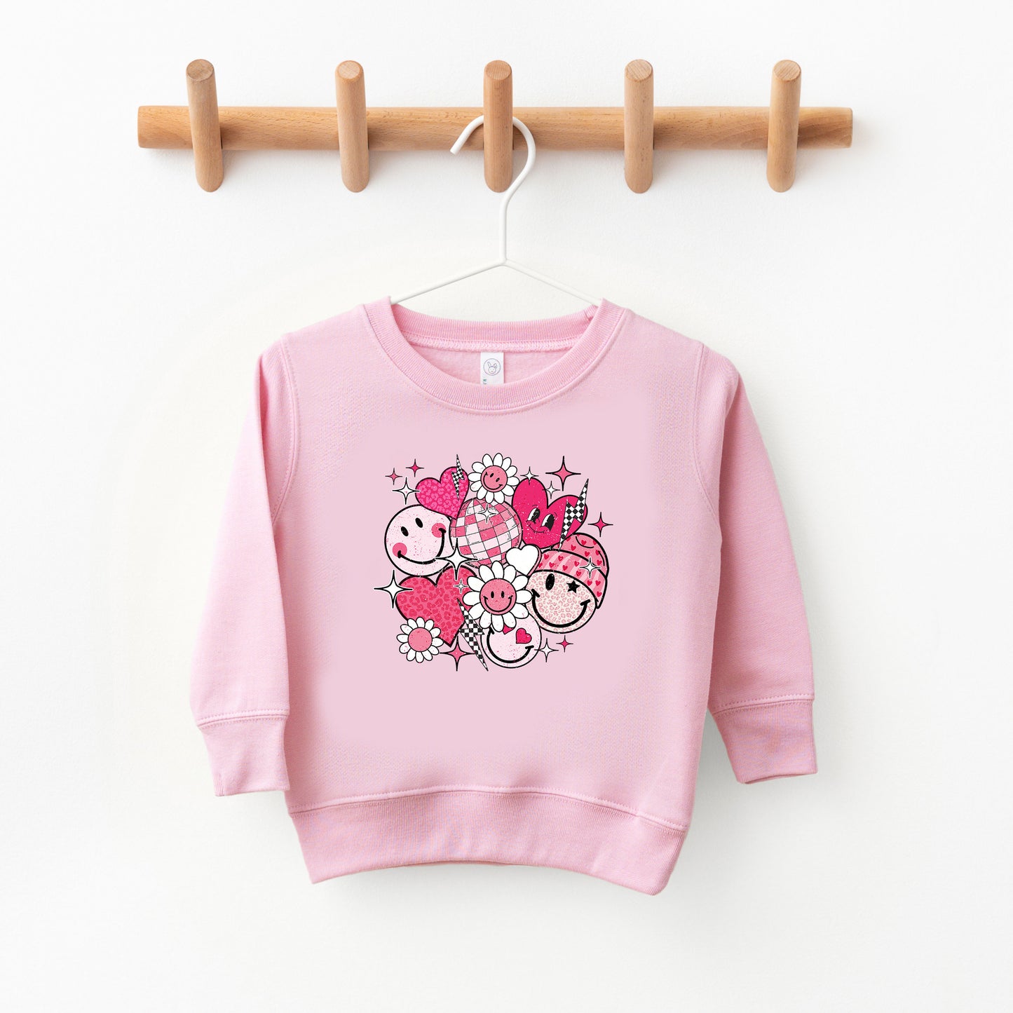 Pink Flower Hearts | Toddler Graphic Sweatshirt