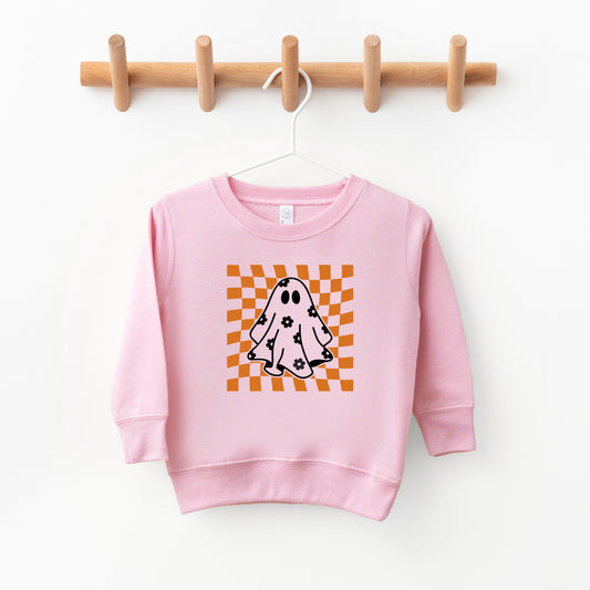 Checkered Flower Ghost | Toddler Graphic Sweatshirt