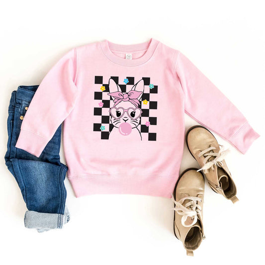 Checkered Groovy Bunny | Toddler Sweatshirt