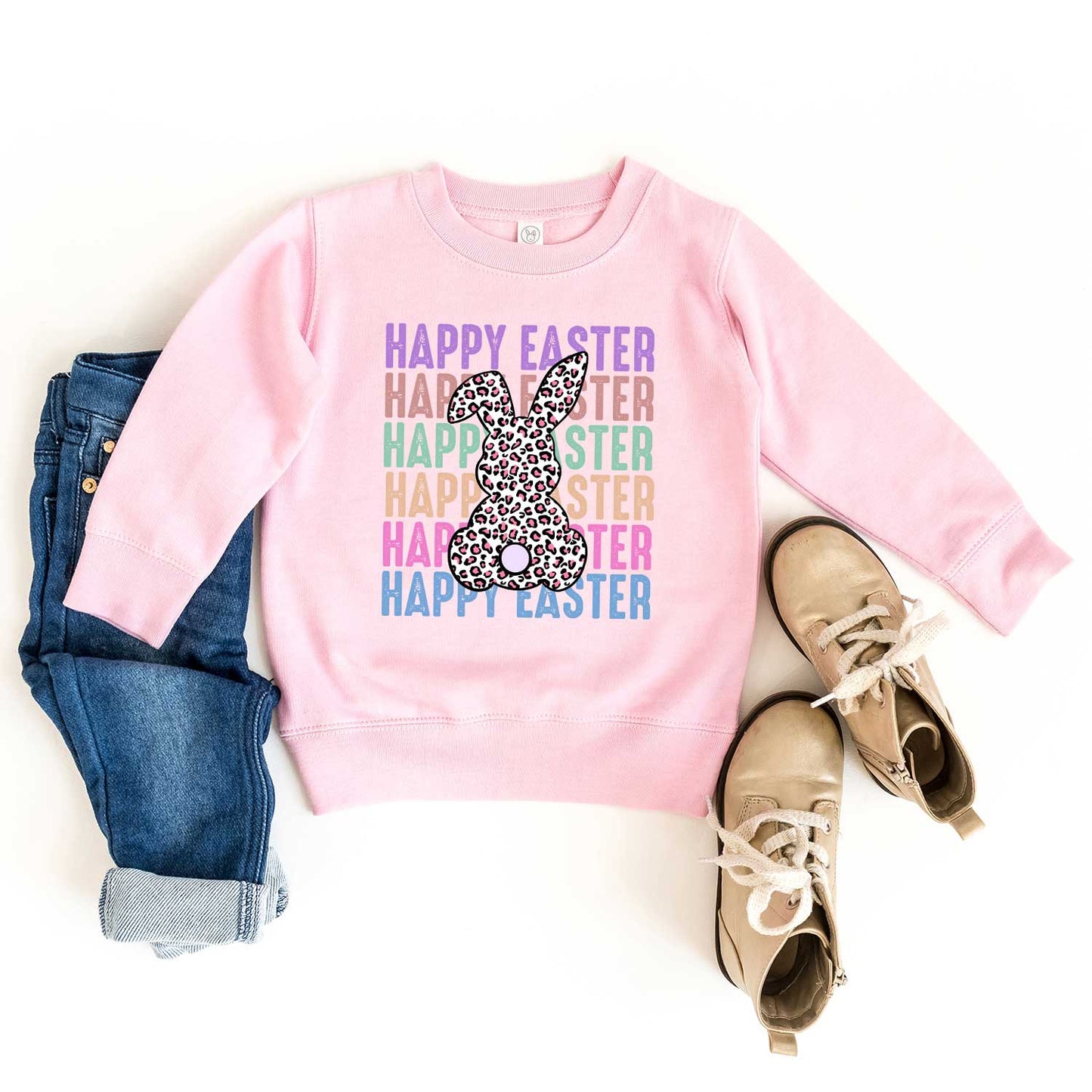 Easter Stacked Leopard Bunny | Toddler Sweatshirt