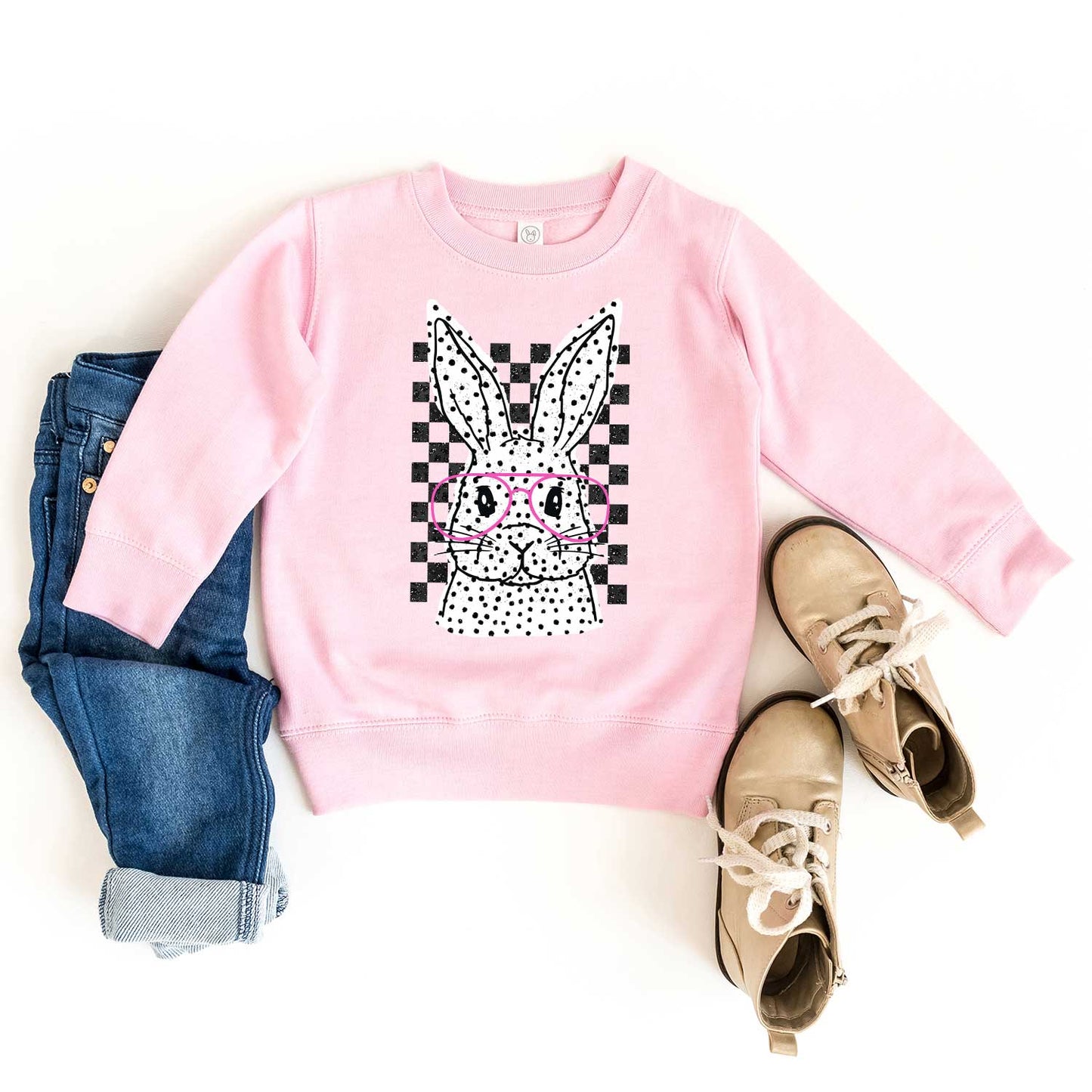 Spotted Bunny With Glasses | Toddler Sweatshirt