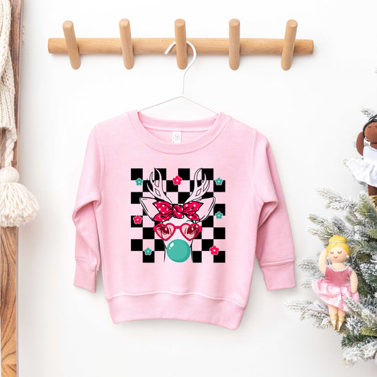 Checkered Reindeer | Toddler Graphic Sweatshirt