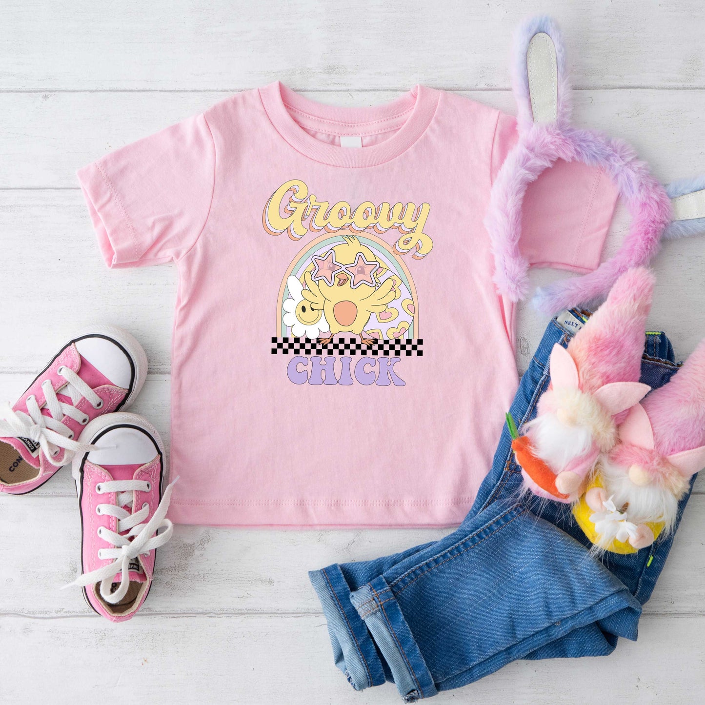 Groovy Easter Chick | Toddler Short Sleeve Crew Neck