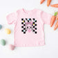 Checkered Groovy Bunny | Toddler Short Sleeve Crew Neck