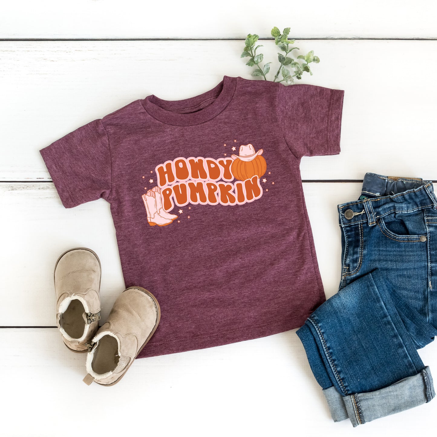 Howdy Pumpkin Boots | Toddler Short Sleeve Crew Neck