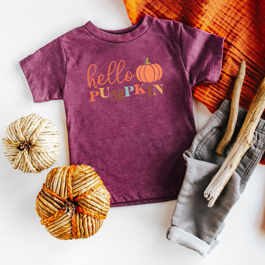 Cursive Hello Pumpkin | Youth Graphic Short Sleeve Tee