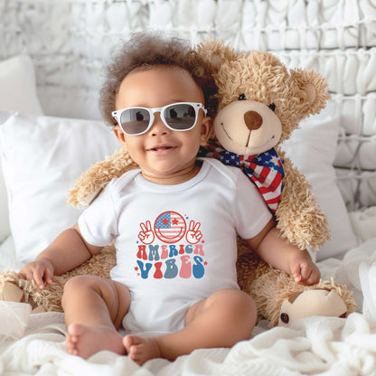 America Vibes Peace Signs | Baby Graphic Short Sleeve Onesie