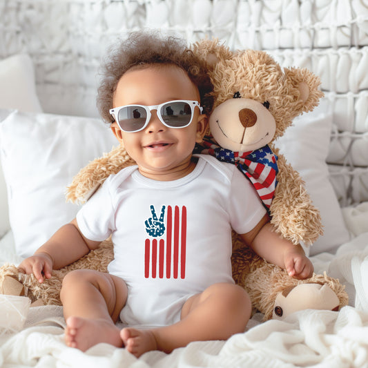 Flag Peace Sign | Baby Graphic Short Sleeve Onesie