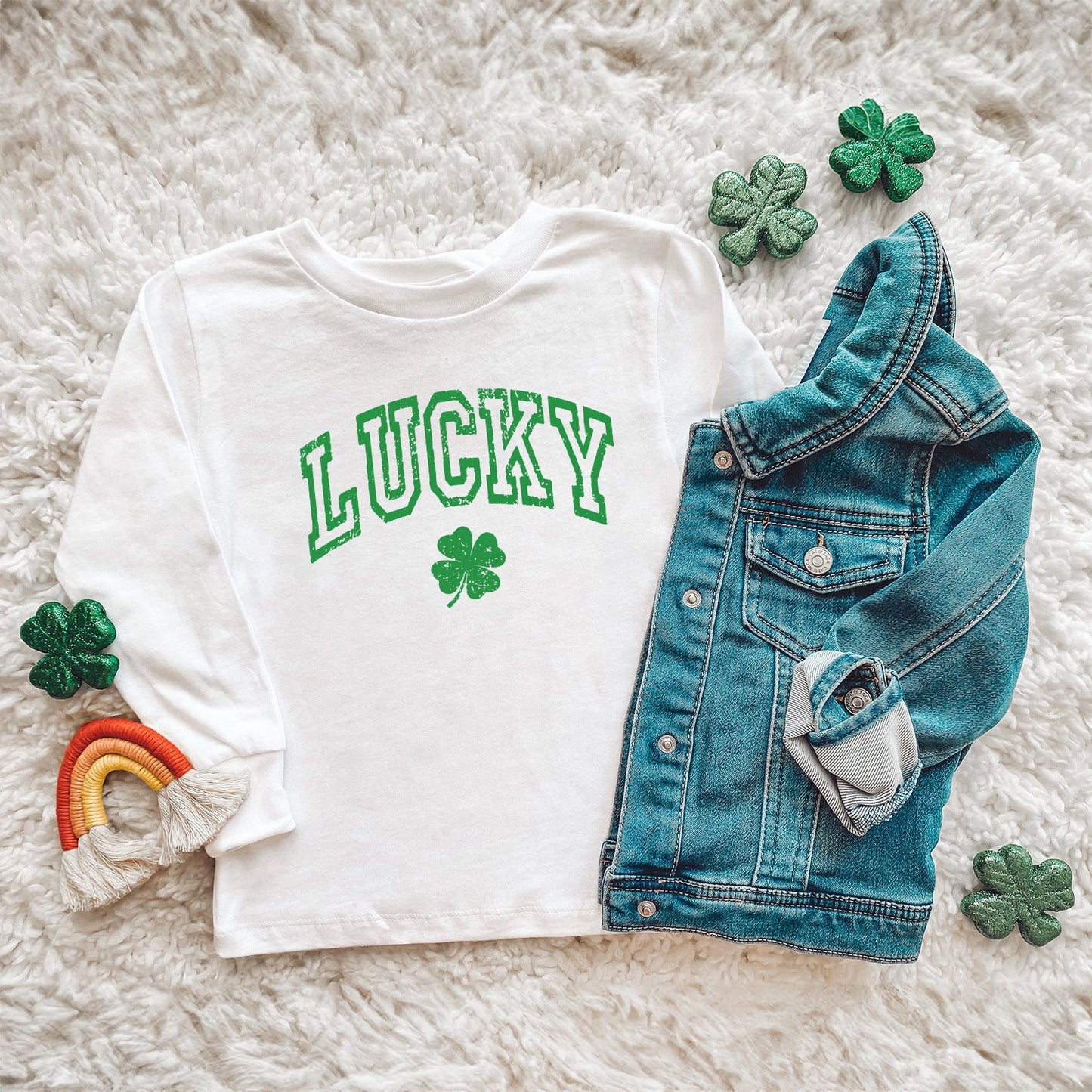 Lucky Clover Distressed | Youth Graphic Long Sleeve Tee