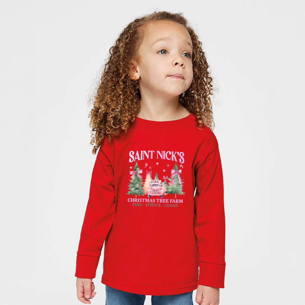 Coquette St. Nick's Tree Farm | Toddler Graphic Long Sleeve Tee