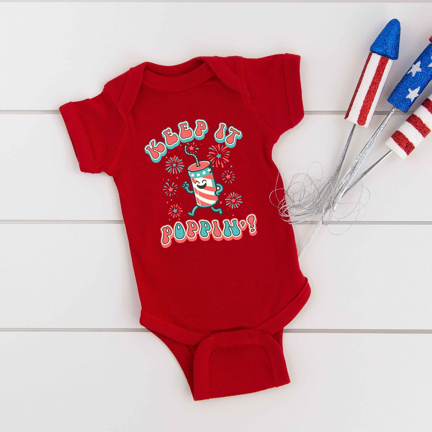 Keep It Poppin' Firework | Baby Graphic Short Sleeve Onesie