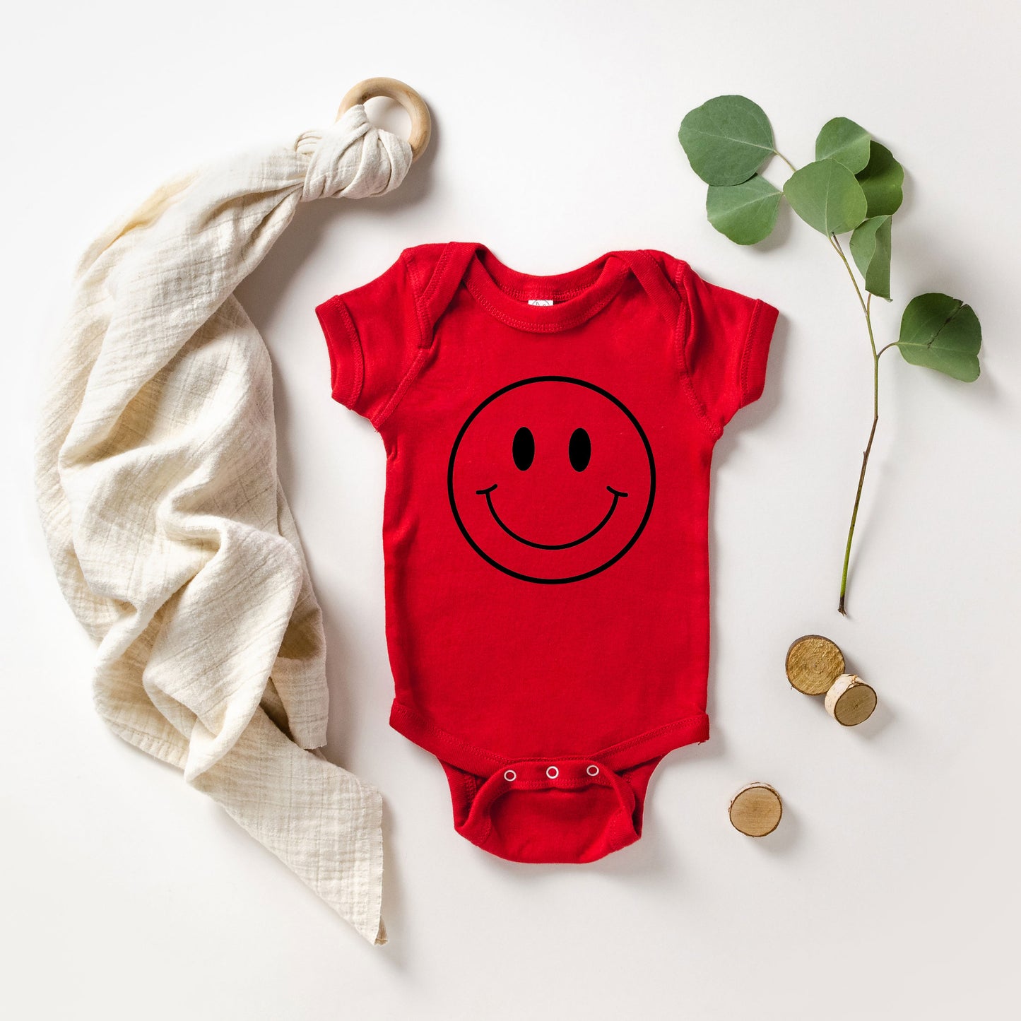 Smiley Face Outline | Baby Graphic Short Sleeve Onesie