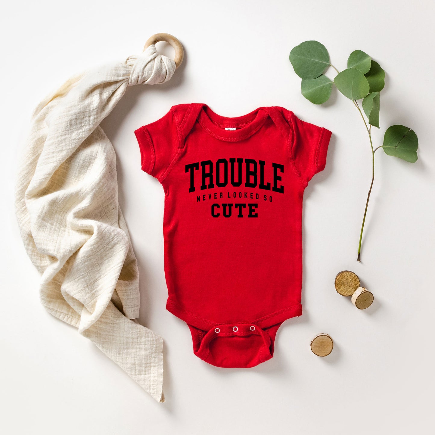 Trouble So Cute | Baby Graphic Short Sleeve Onesie