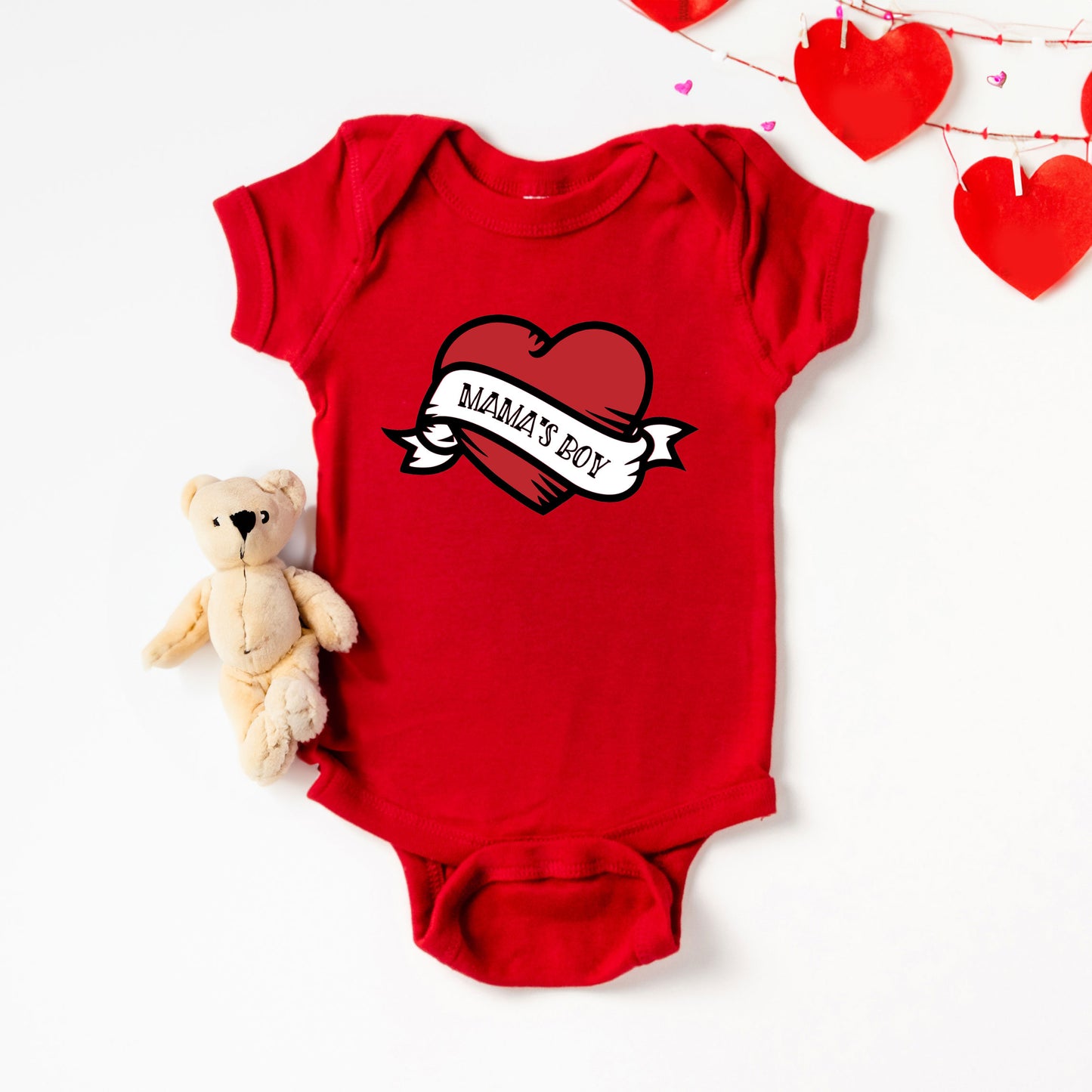 Mama's Boy Heart | Baby Graphic Short Sleeve Onesie