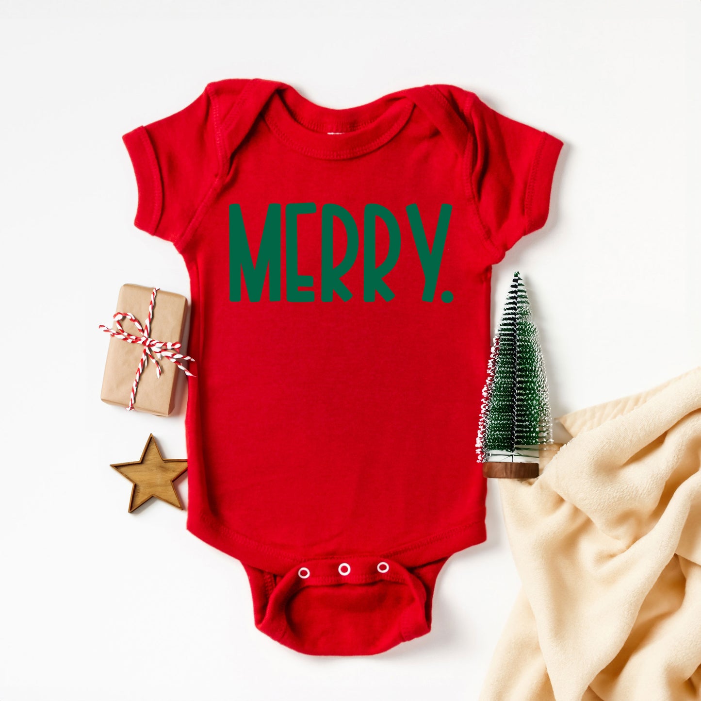 Merry Bold Word | Baby Graphic Short Sleeve Onesie