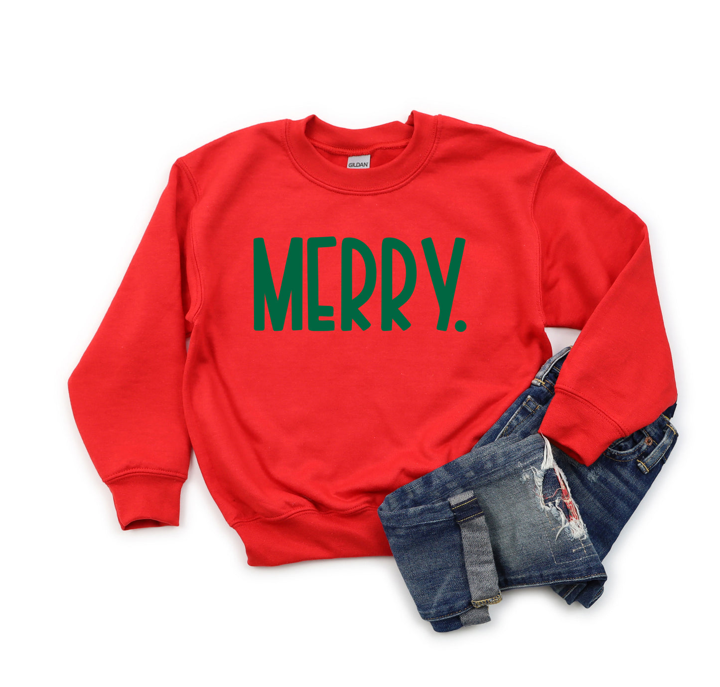 Merry Bold Word | Youth Graphic Sweatshirt