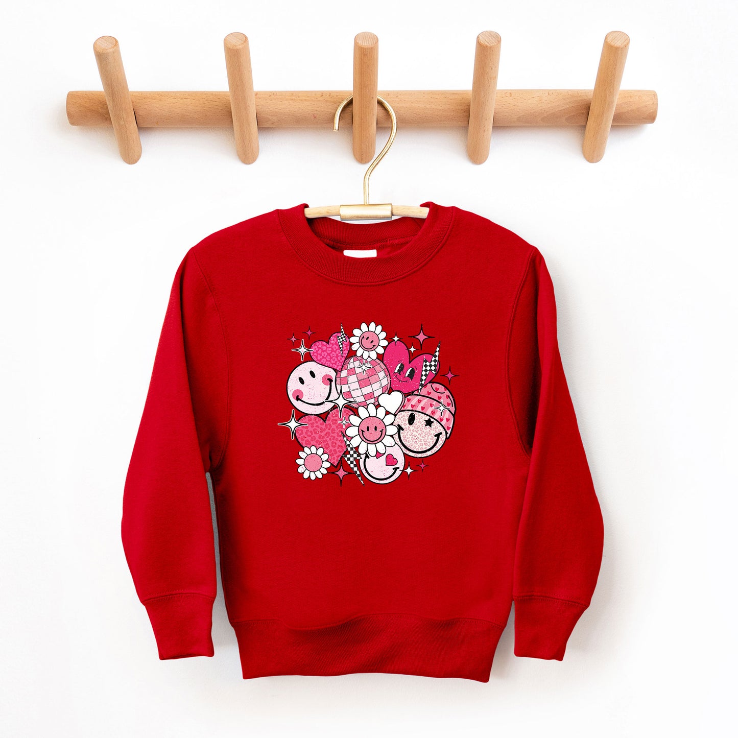 Pink Flower Hearts | Youth Graphic Sweatshirt