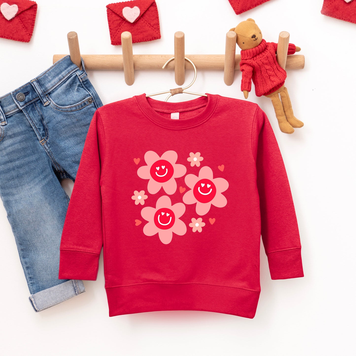 Hippy Flower Valentine | Youth Ultra-Soft Graphic Sweatshirt