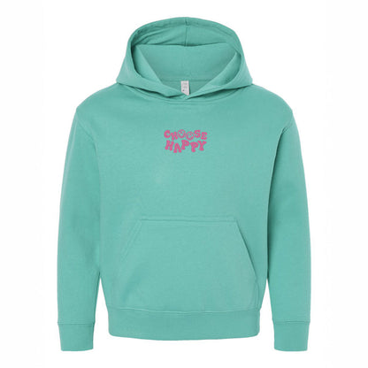 Embroidered Choose Happy Smiley Face | Youth Graphic Hoodie