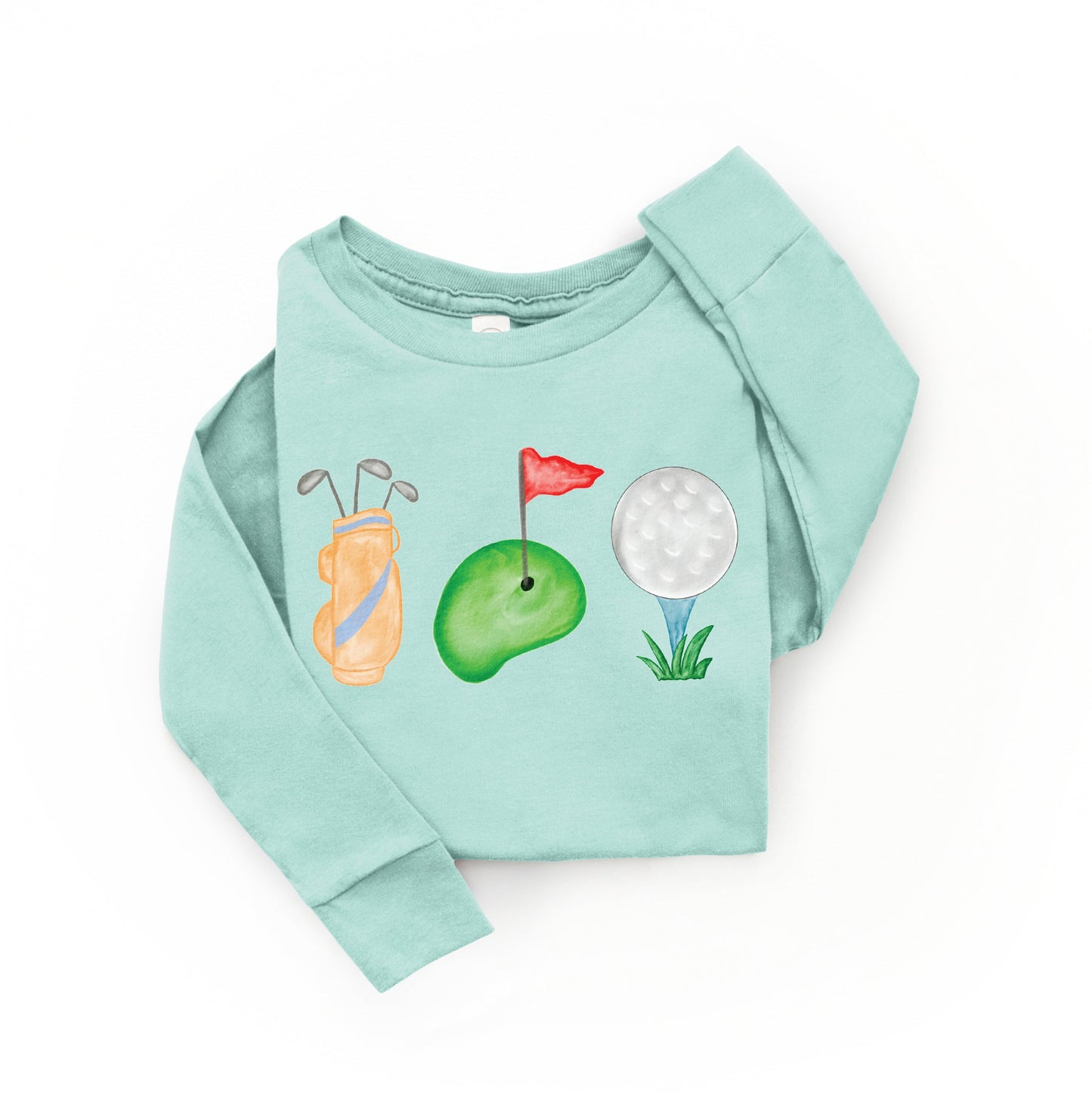 Golf Icons Watercolor | Toddler Graphic Long Sleeve Tee