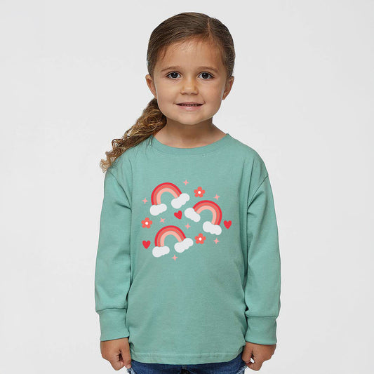 Valentine Rainbow | Toddler Graphic Long Sleeve Tee