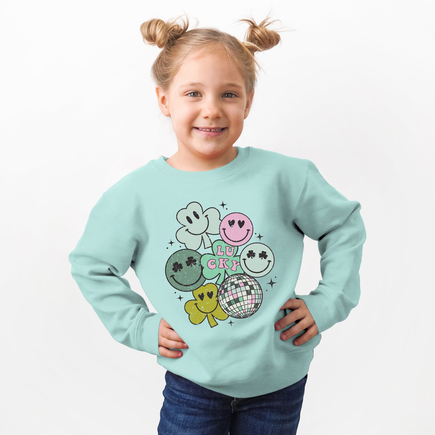 Lucky Smiley Disco | Youth Ultra-Soft Graphic Sweatshirt