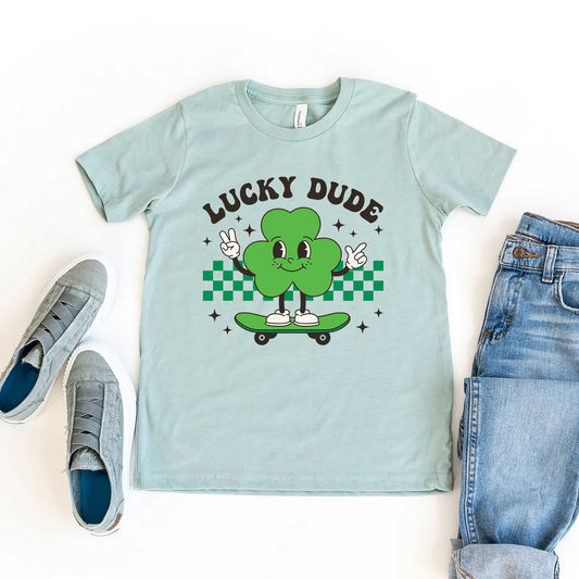 Lucky Dude Skateboard | Youth Short Sleeve Crew Neck