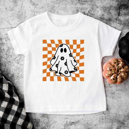 Checkered Flower Ghost | Toddler Graphic Short Sleeve Tee