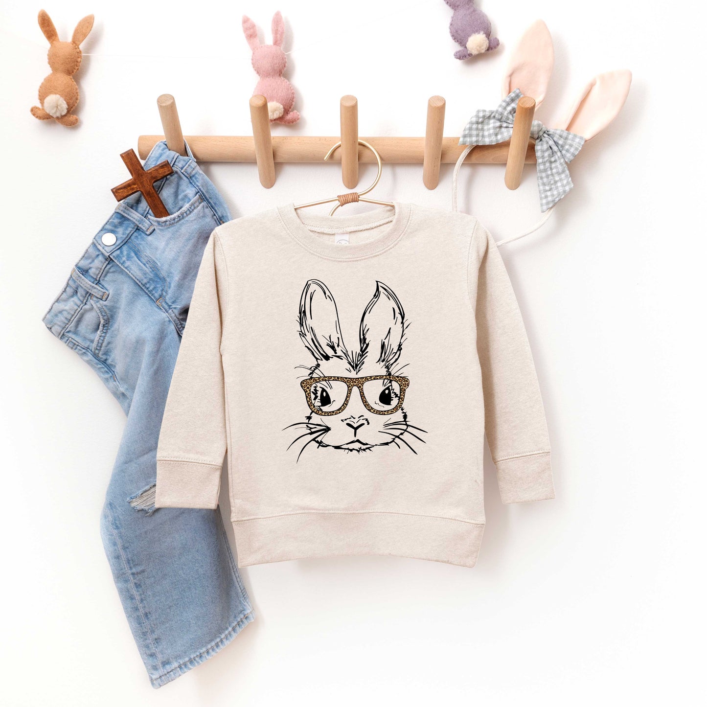 Bunny With Leopard Glasses | Toddler Sweatshirt