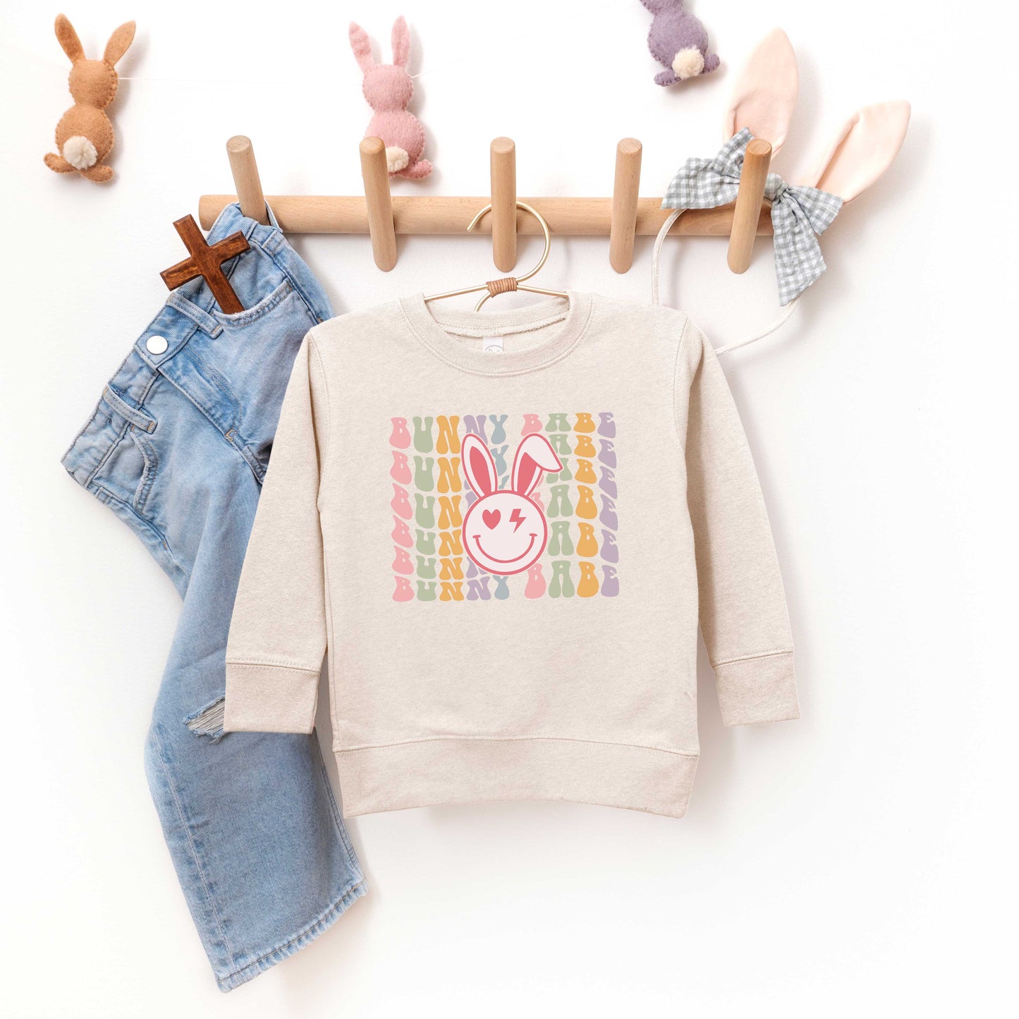 Bunny Babe Smiley Face | Toddler Sweatshirt