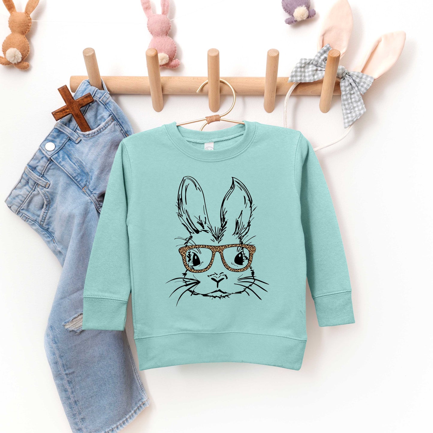 Bunny With Leopard Glasses | Toddler Sweatshirt