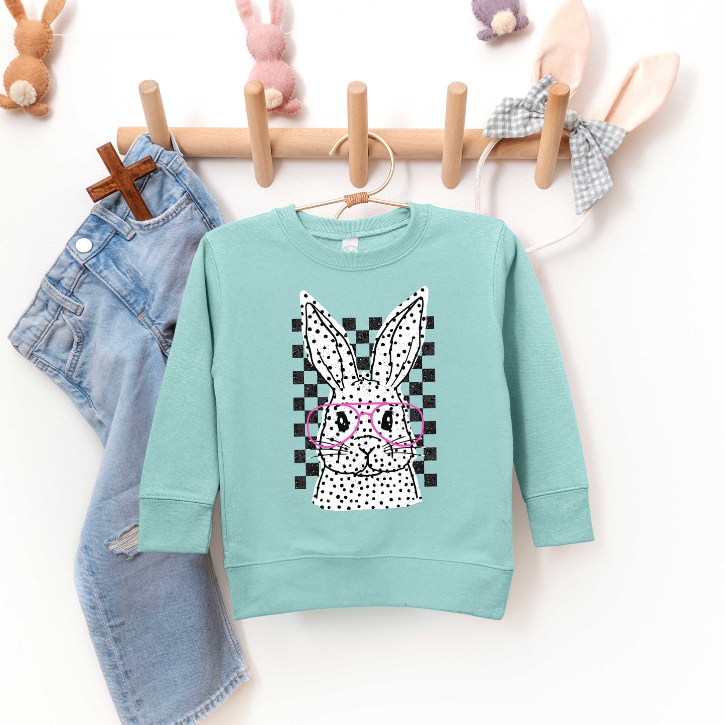 Spotted Bunny With Glasses | Toddler Sweatshirt