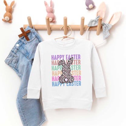Easter Stacked Leopard Bunny | Toddler Sweatshirt