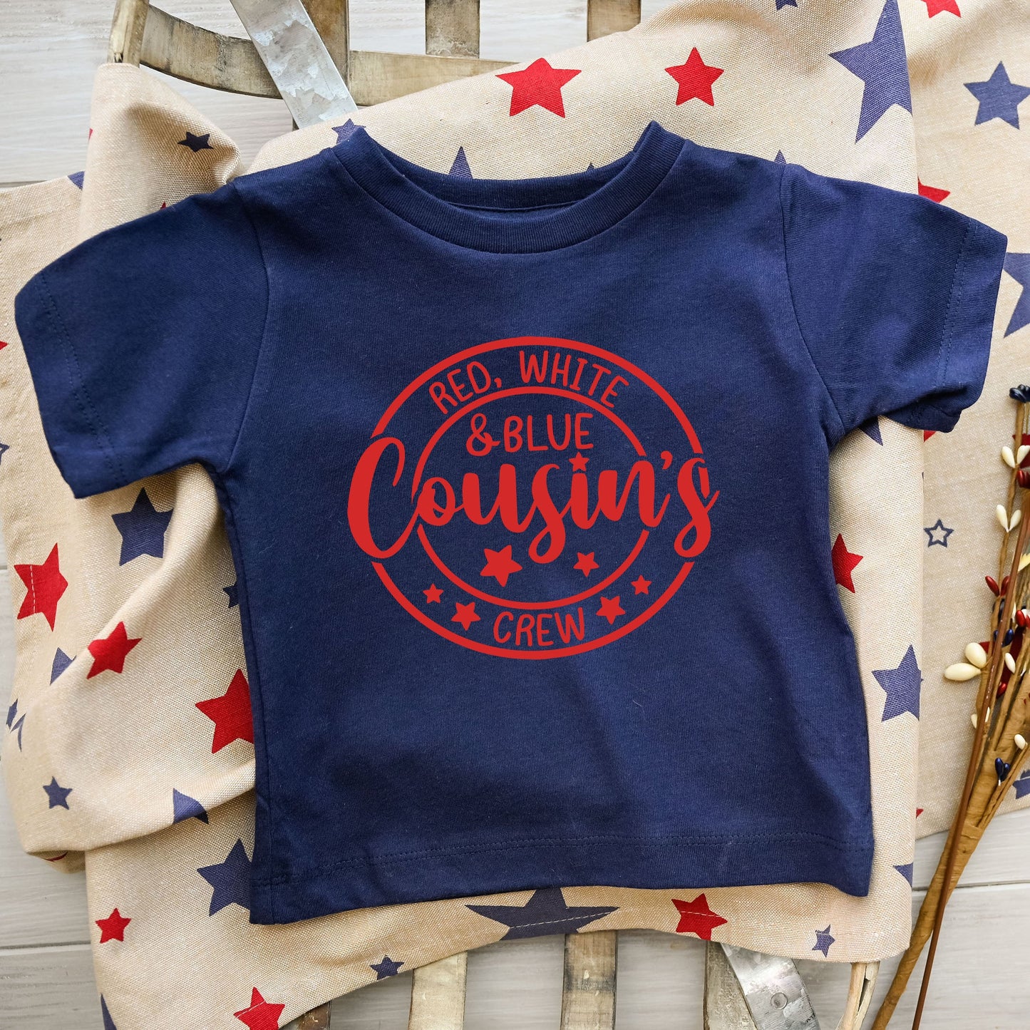 Red White And Blue Cousin's Crew | Youth Graphic Short Sleeve Tee