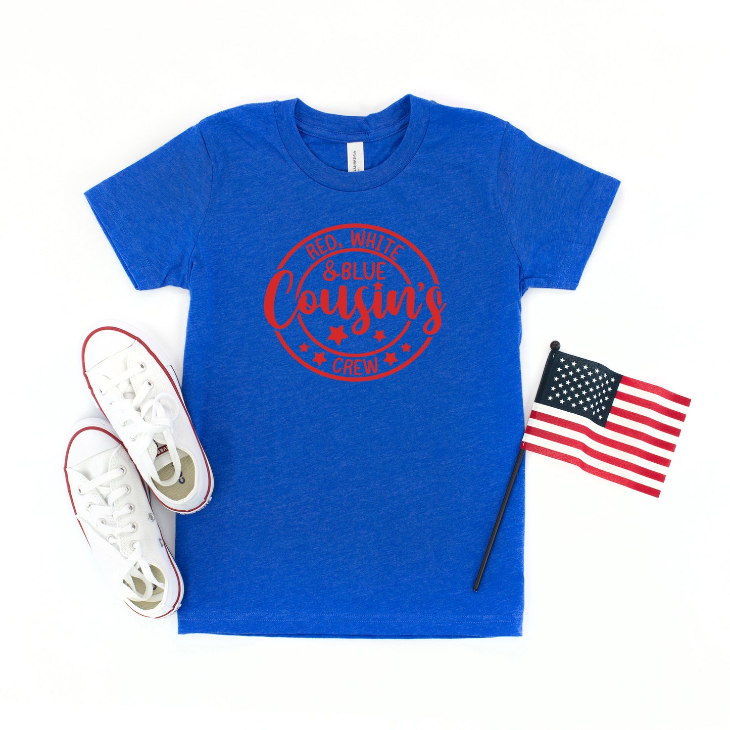 Red White And Blue Cousin's Crew | Youth Short Sleeve Crew Neck