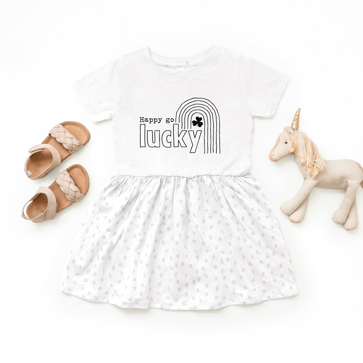 Happy Go Lucky Shamrock | Toddler Graphic Dress