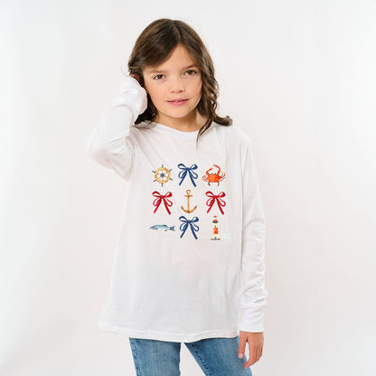 Coquette Nautical Collage | Youth Graphic Long Sleeve Tee