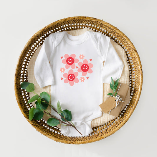 Hippy Flower Valentine | Baby Graphic Long Sleeve Onesie