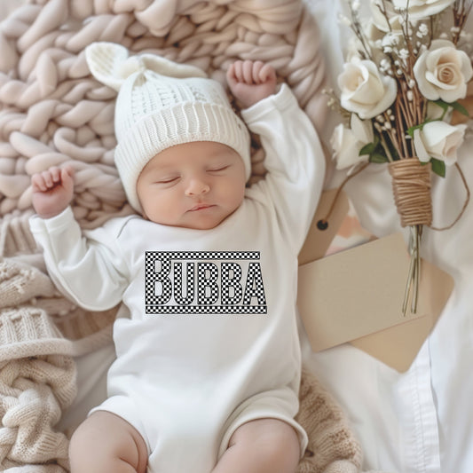 Bubba Checkered | Baby Graphic Long Sleeve Onesie