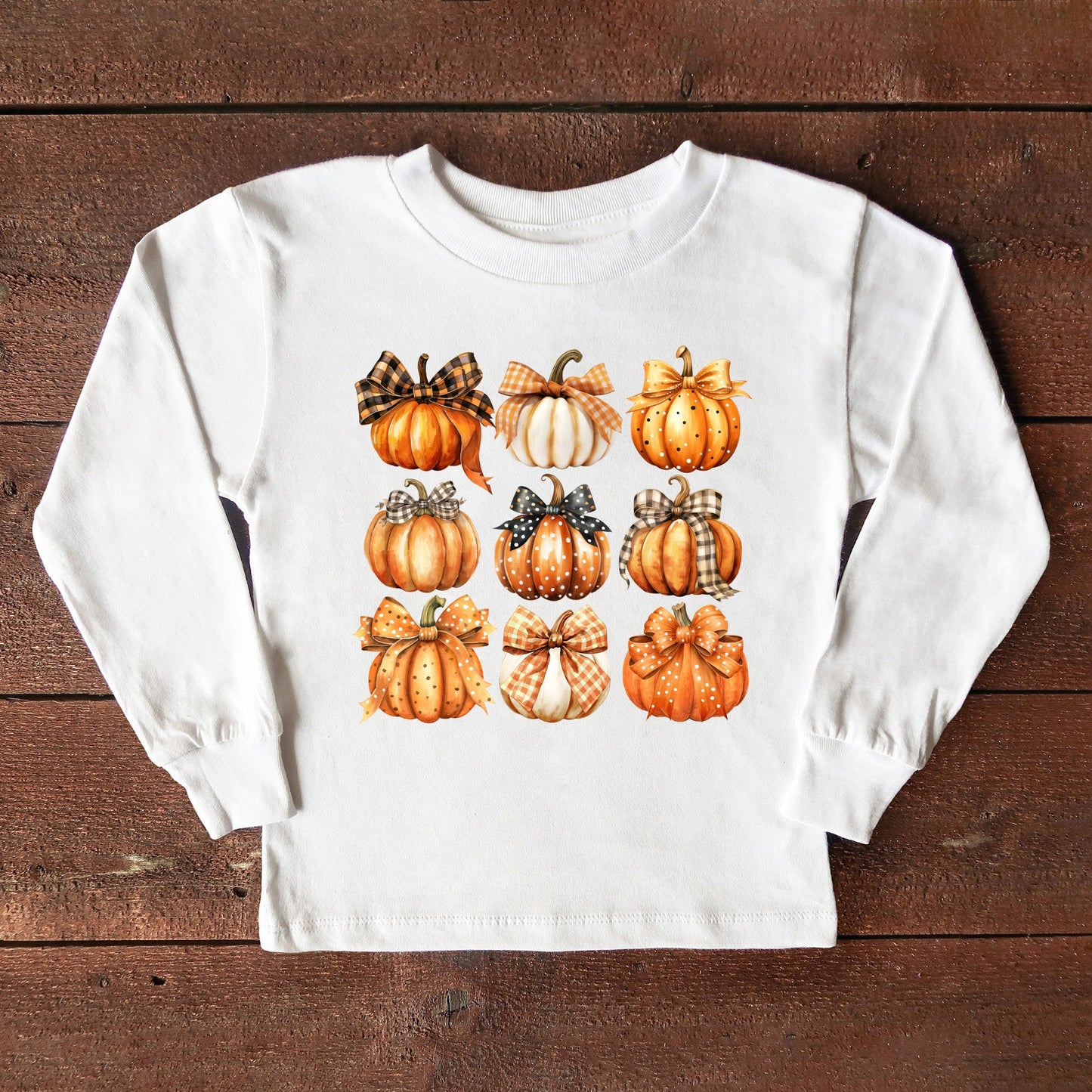 Coquette Fall Pumpkin Chart | Toddler Graphic Long Sleeve Tee